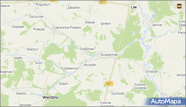 mapa Filipy gmina Wierzbno, Filipy gmina Wierzbno na mapie Targeo