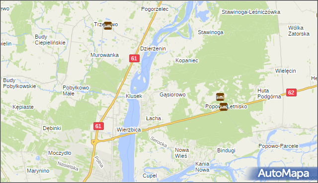 mapa Gąsiorowo gmina Serock, Gąsiorowo gmina Serock na mapie Targeo