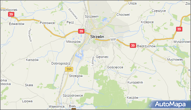 mapa Gęsiniec, Gęsiniec na mapie Targeo