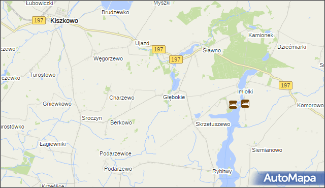 mapa Głębokie gmina Kiszkowo, Głębokie gmina Kiszkowo na mapie Targeo
