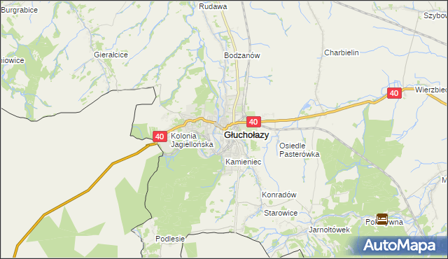 mapa Głuchołazy, Głuchołazy na mapie Targeo