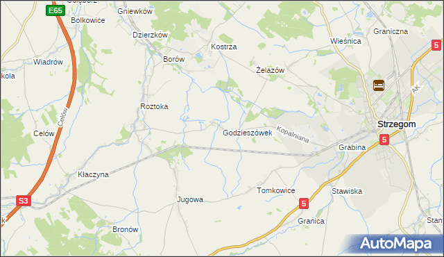 mapa Godzieszówek, Godzieszówek na mapie Targeo