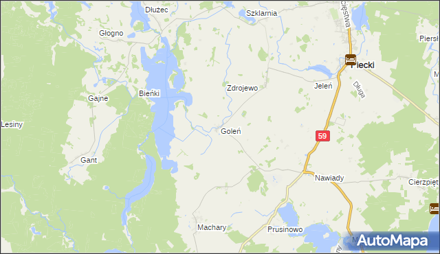 mapa Goleń gmina Piecki, Goleń gmina Piecki na mapie Targeo