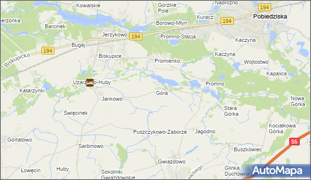 mapa Góra gmina Pobiedziska, Góra gmina Pobiedziska na mapie Targeo