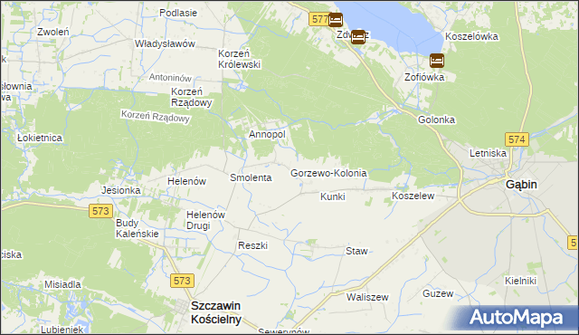 mapa Gorzewo-Kolonia, Gorzewo-Kolonia na mapie Targeo