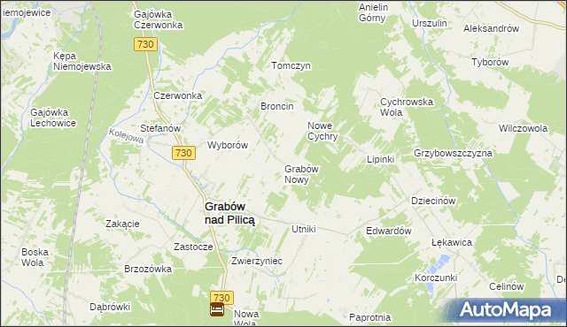 mapa Grabów Nowy, Grabów Nowy na mapie Targeo