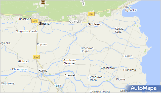 mapa Grochowo Drugie, Grochowo Drugie na mapie Targeo
