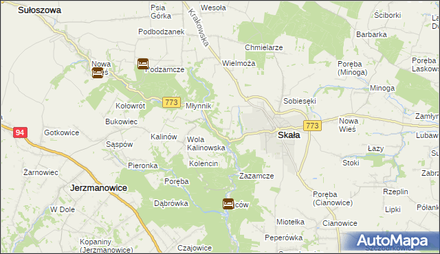 mapa Grodzisko gmina Skała, Grodzisko gmina Skała na mapie Targeo