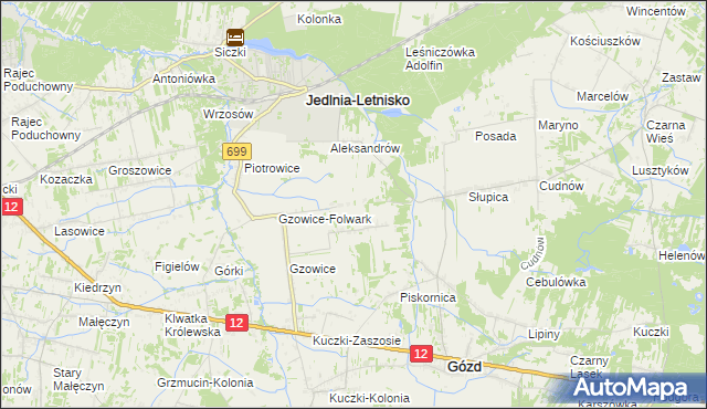 mapa Gzowice-Kolonia, Gzowice-Kolonia na mapie Targeo