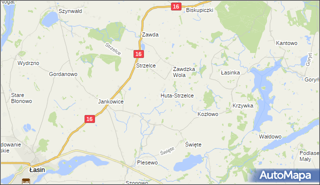 mapa Huta-Strzelce, Huta-Strzelce na mapie Targeo