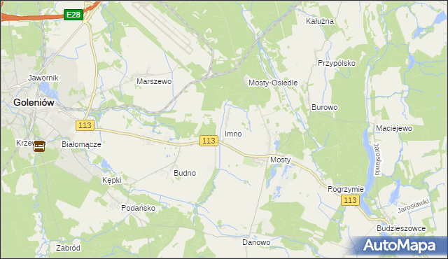 mapa Imno gmina Goleniów, Imno gmina Goleniów na mapie Targeo