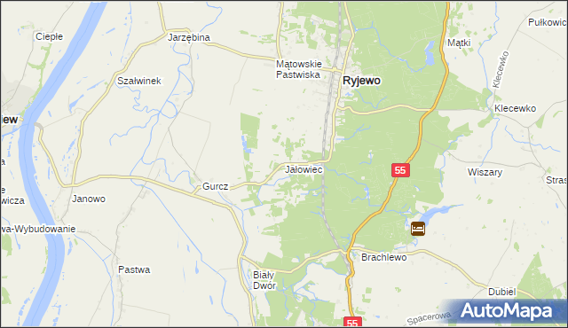 mapa Jałowiec gmina Ryjewo, Jałowiec gmina Ryjewo na mapie Targeo