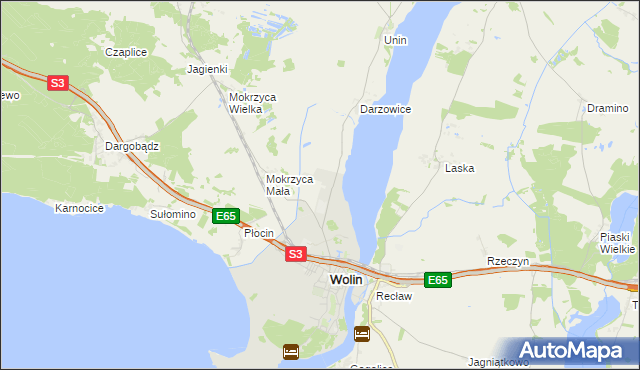 mapa Jaromierz gmina Wolin, Jaromierz gmina Wolin na mapie Targeo