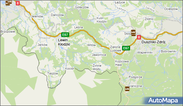 mapa Jawornica gmina Lewin Kłodzki, Jawornica gmina Lewin Kłodzki na mapie Targeo