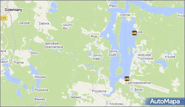 mapa Joniny Małe, Joniny Małe na mapie Targeo