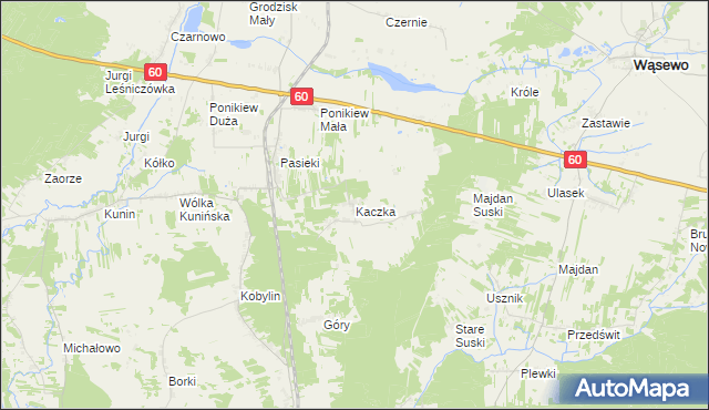 mapa Kaczka gmina Goworowo, Kaczka gmina Goworowo na mapie Targeo