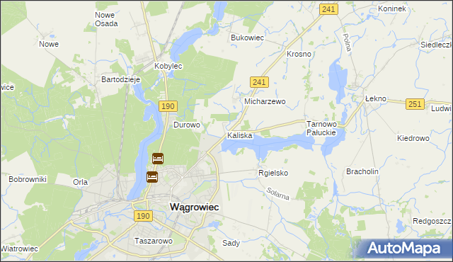 mapa Kaliska gmina Wągrowiec, Kaliska gmina Wągrowiec na mapie Targeo
