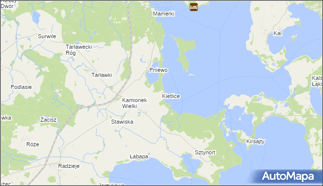 mapa Kietlice gmina Węgorzewo, Kietlice gmina Węgorzewo na mapie Targeo