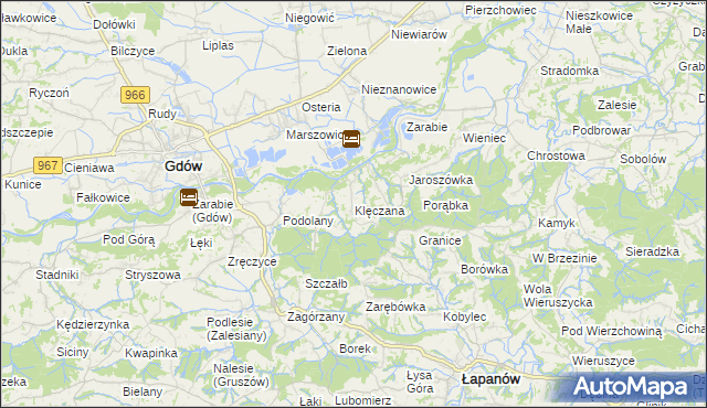 mapa Klęczana, Klęczana na mapie Targeo