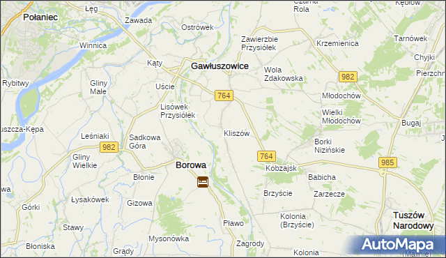 mapa Kliszów gmina Gawłuszowice, Kliszów gmina Gawłuszowice na mapie Targeo