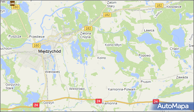 mapa Kolno gmina Międzychód, Kolno gmina Międzychód na mapie Targeo
