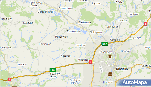 mapa Korytów gmina Kłodzko, Korytów gmina Kłodzko na mapie Targeo