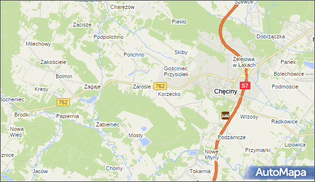 mapa Korzecko, Korzecko na mapie Targeo