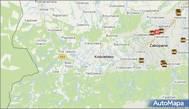 mapa Kościelisko, Kościelisko na mapie Targeo