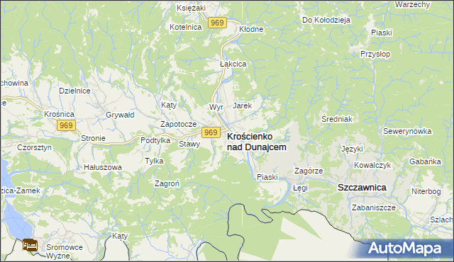 mapa Krościenko nad Dunajcem, Krościenko nad Dunajcem na mapie Targeo
