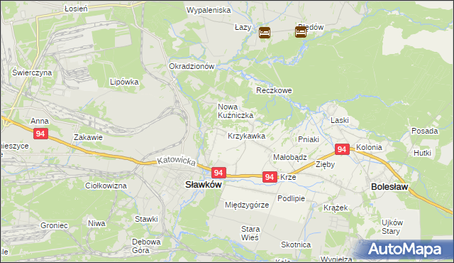 mapa Krzykawka, Krzykawka na mapie Targeo