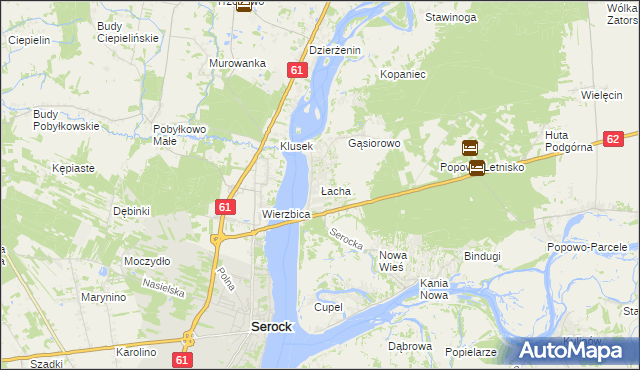 mapa Łacha gmina Serock, Łacha gmina Serock na mapie Targeo