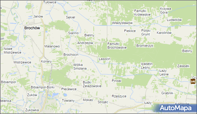 mapa Lasocin gmina Brochów, Lasocin gmina Brochów na mapie Targeo