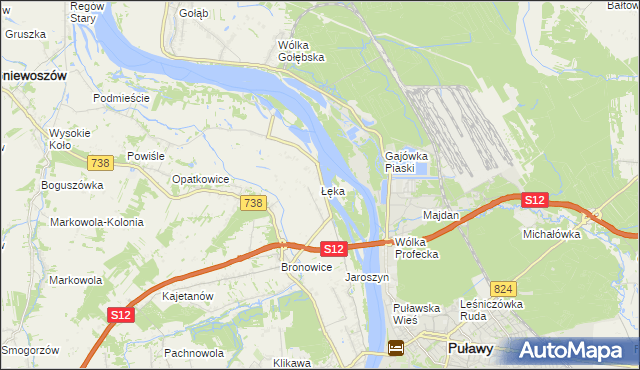 mapa Łęka gmina Puławy, Łęka gmina Puławy na mapie Targeo