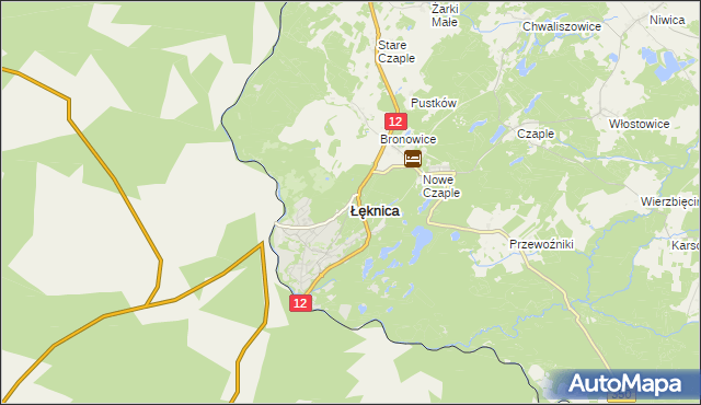 mapa Łęknica powiat żarski, Łęknica powiat żarski na mapie Targeo