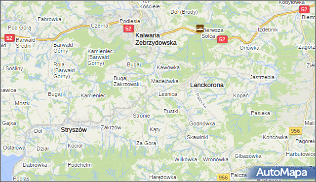 mapa Leśnica gmina Stryszów, Leśnica gmina Stryszów na mapie Targeo