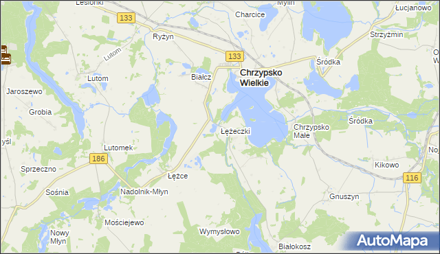 mapa Łężeczki, Łężeczki na mapie Targeo