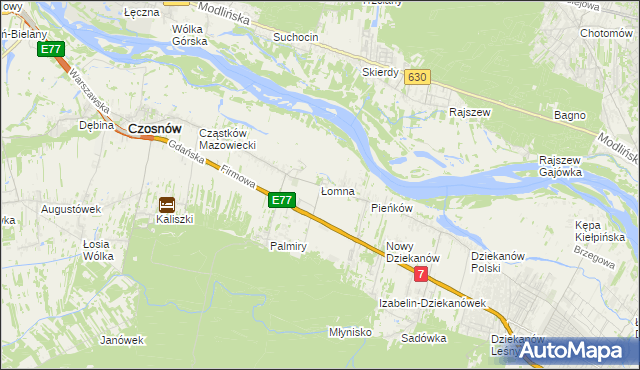 mapa Łomna gmina Czosnów, Łomna gmina Czosnów na mapie Targeo
