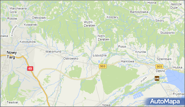 mapa Łopuszna, Łopuszna na mapie Targeo