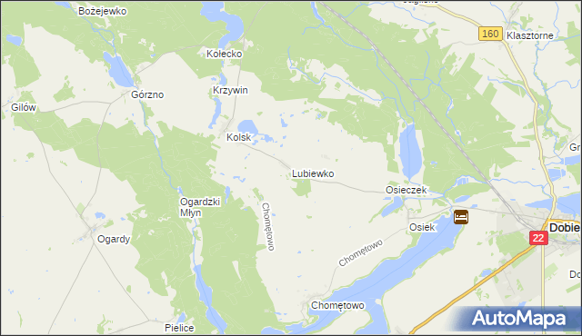 mapa Lubiewko, Lubiewko na mapie Targeo