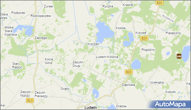 mapa Ludwin-Kolonia, Ludwin-Kolonia na mapie Targeo