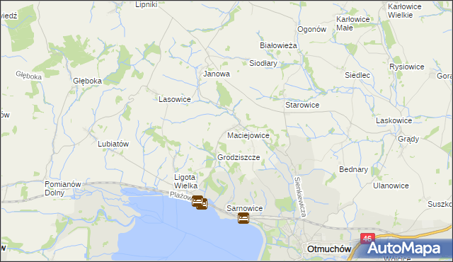 mapa Maciejowice gmina Otmuchów, Maciejowice gmina Otmuchów na mapie Targeo