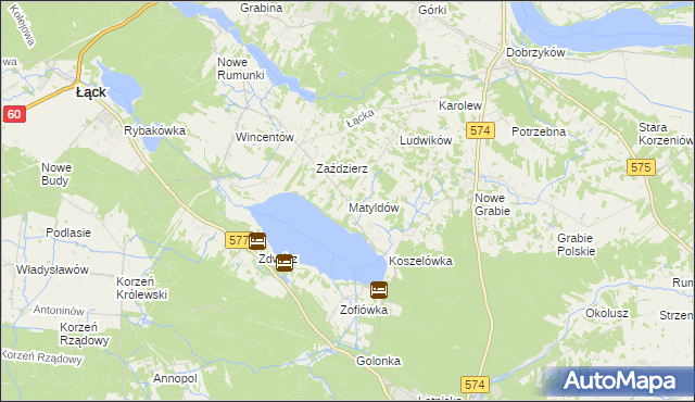mapa Matyldów gmina Łąck, Matyldów gmina Łąck na mapie Targeo