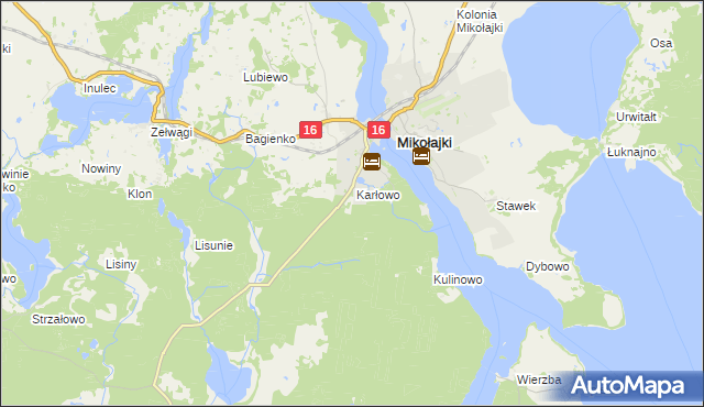 mapa Mikołajki powiat mrągowski, Mikołajki powiat mrągowski na mapie Targeo