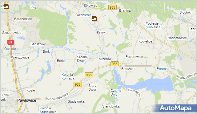 mapa Mizerów, Mizerów na mapie Targeo