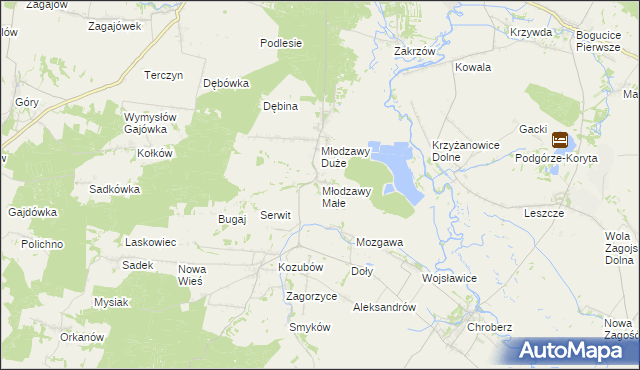 mapa Młodzawy Małe, Młodzawy Małe na mapie Targeo