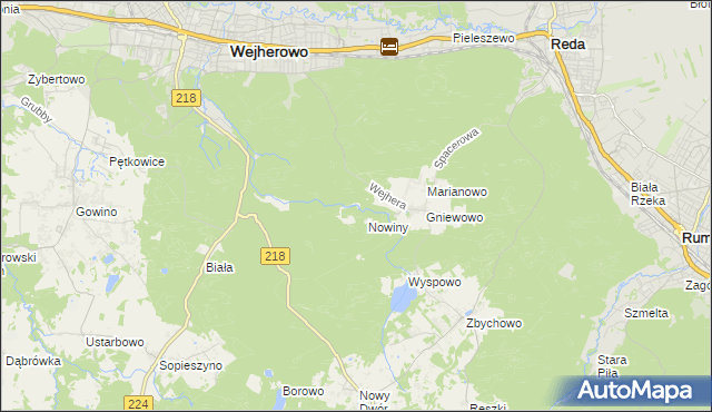 mapa Młynki gmina Wejherowo, Młynki gmina Wejherowo na mapie Targeo