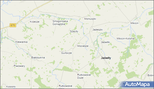 mapa Mociesze, Mociesze na mapie Targeo