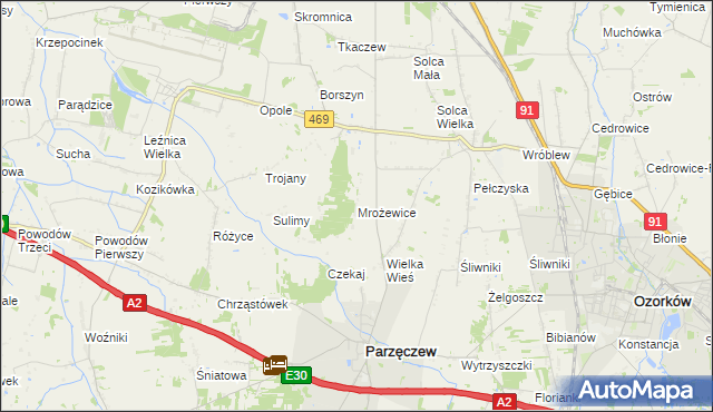 mapa Mrożewice, Mrożewice na mapie Targeo