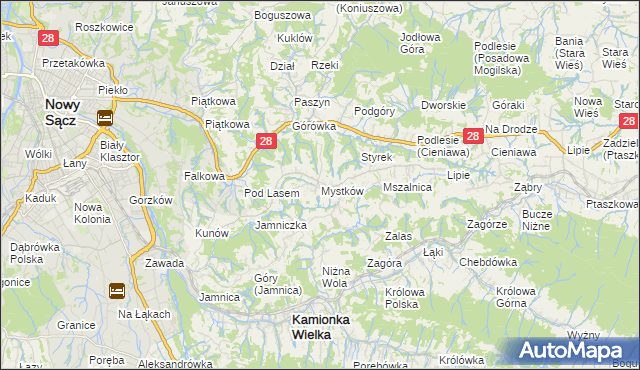 mapa Mystków, Mystków na mapie Targeo