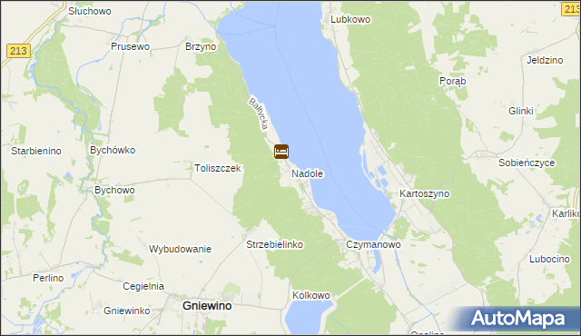 mapa Nadole gmina Gniewino, Nadole gmina Gniewino na mapie Targeo